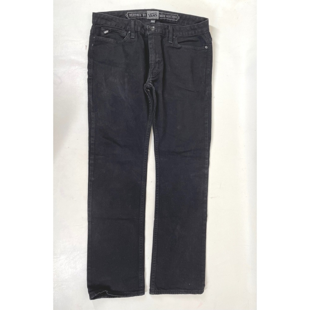 Vans V76 Skinny Jeans Mens 32x30 Faded Black Denim Skater Pants RN96277